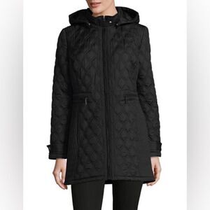Weatherproof Quilted Stand Collar Coat-BLACK-Small